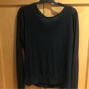 Theory back button crew neck sweater